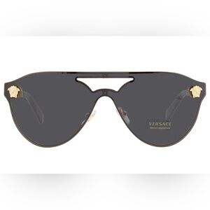 Versace Women’s Aviator VE2161-100286, Gold Metal, Black Shield